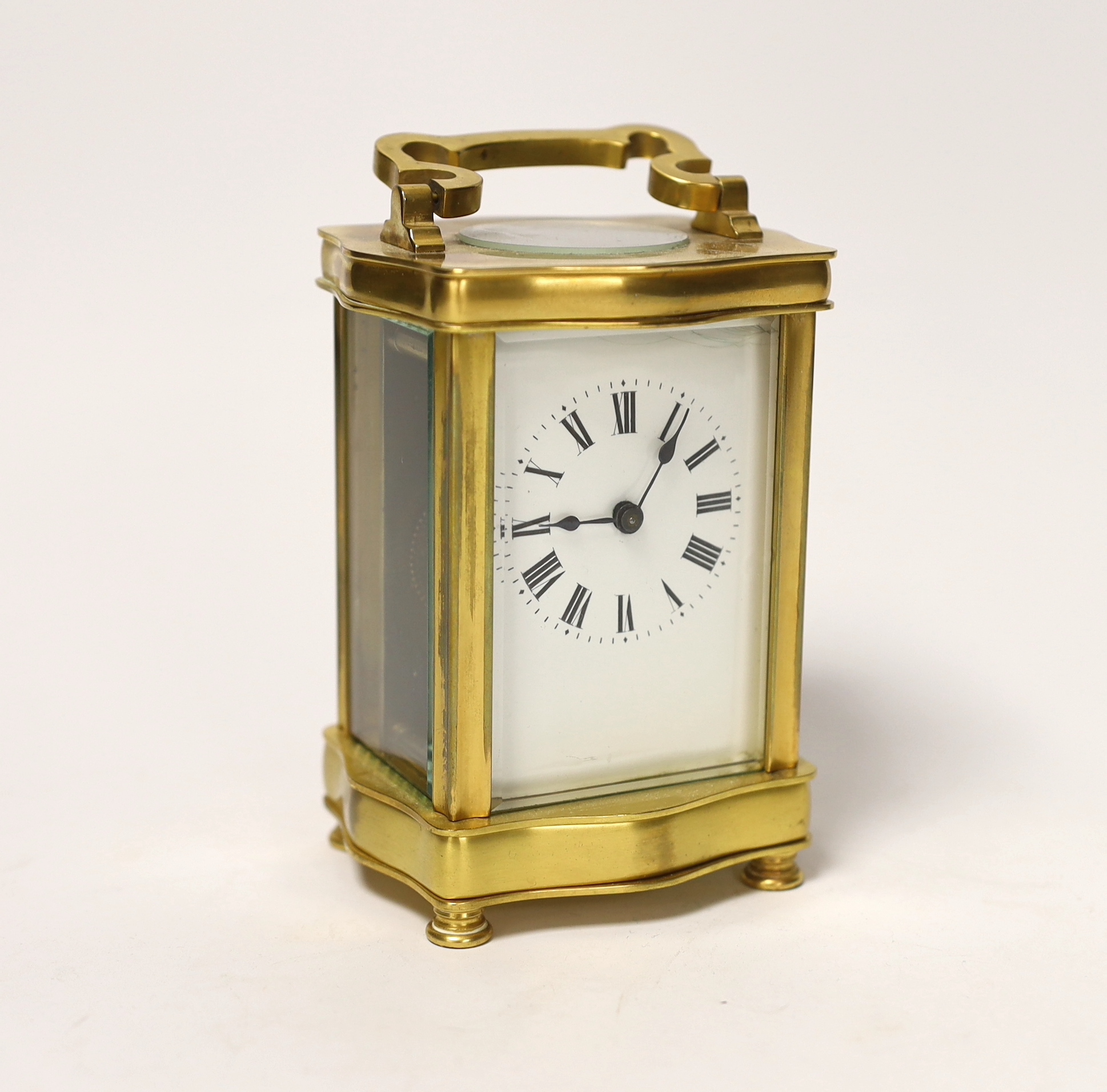 A French gilt metal carriage timepiece, 16cm high